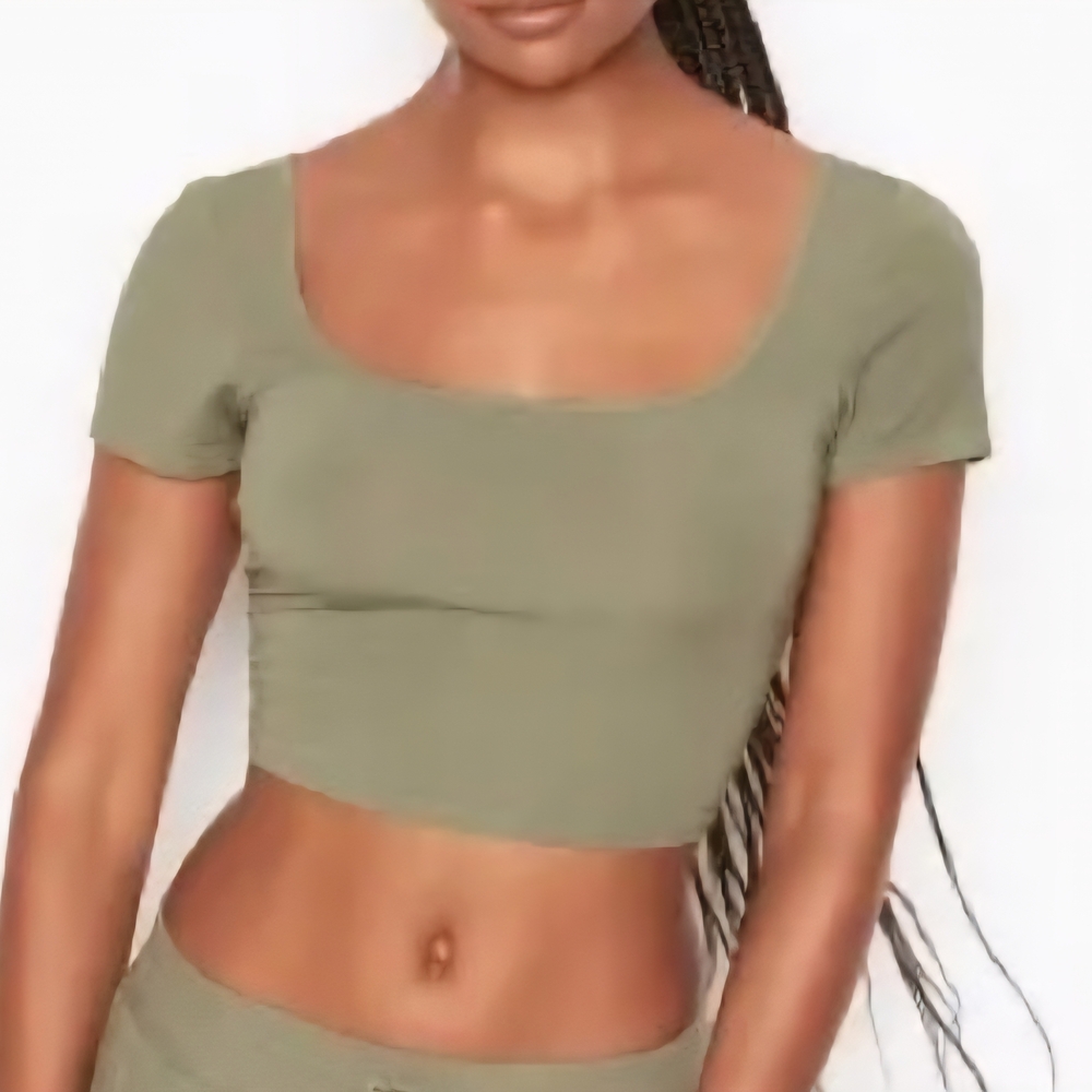 Victorias Secret Heavenly Modal Knot Back Tee – Olive Green Sz M